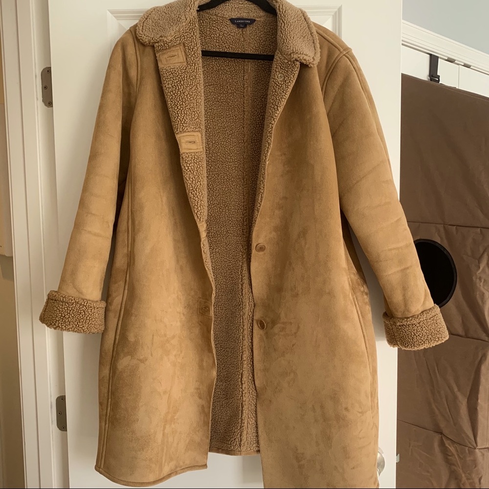 Land’s End Faux-Suede Sherpa Fleece Coat/Jacket